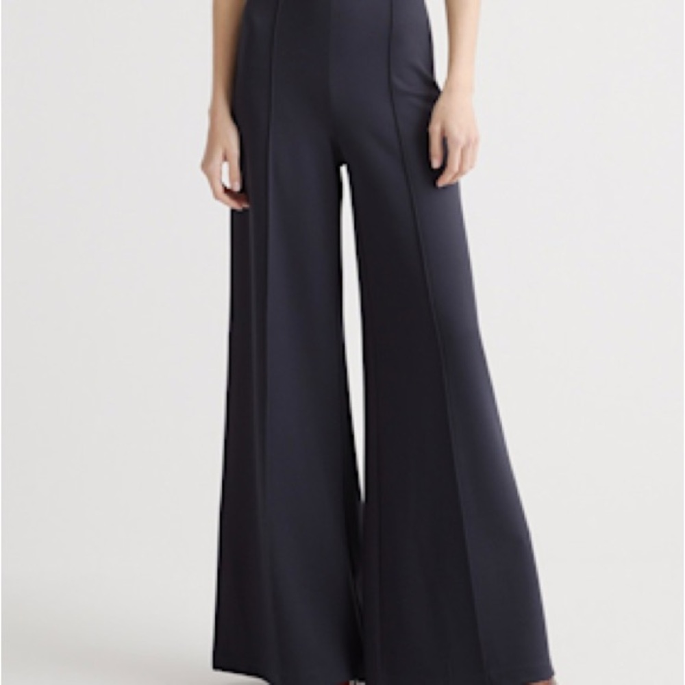 Quince NWT Ultra-Stretch Ponte Super Wide Leg Pants Navy- 31” inseam - Picture 1 of 8